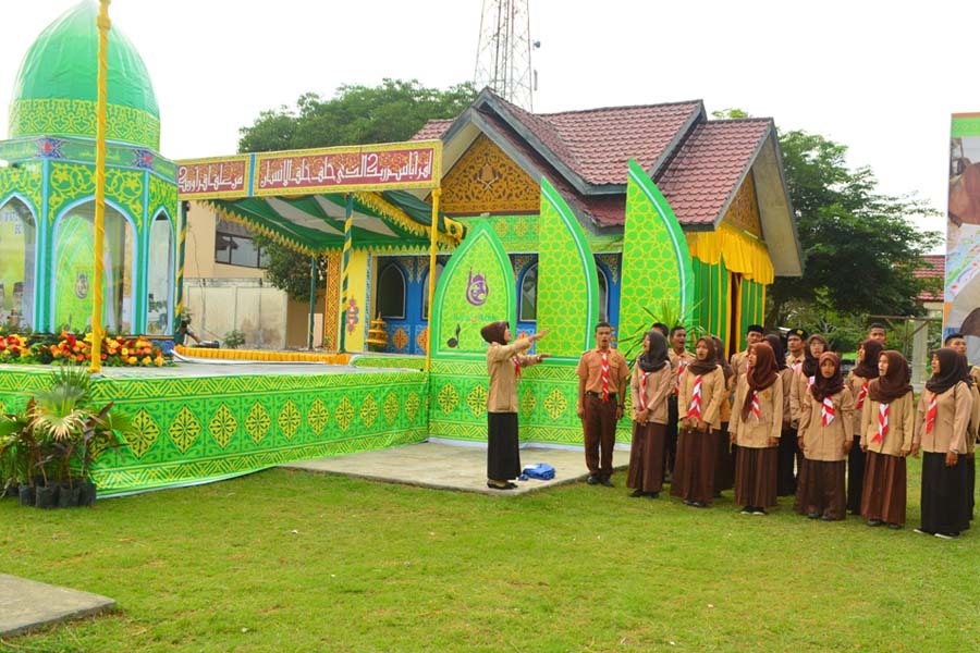 Persiapan pembukaan Tunas Ramadhan Kegiatan Pramuka se-Aceh tahun 2014 di Lhoksukon, Aceh Utara. Foto Zulkifli Anwar